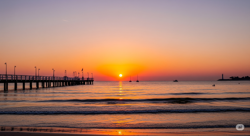 Grafika pokazująca morze w Sopocie